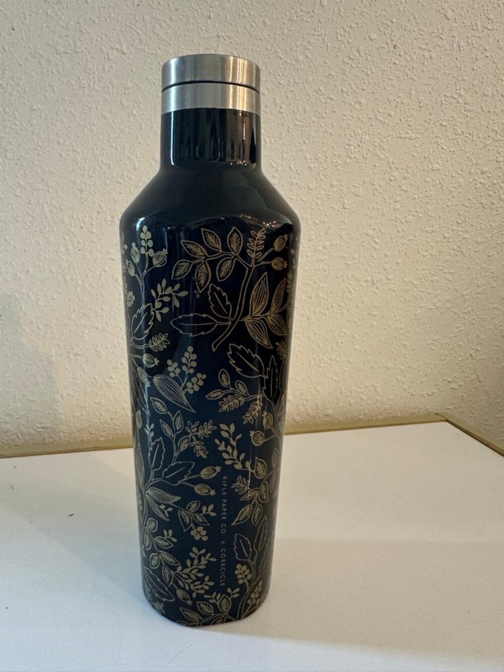 Corkcicle x Rifle Paper Co. Black Floral Water Bottle 16 oz